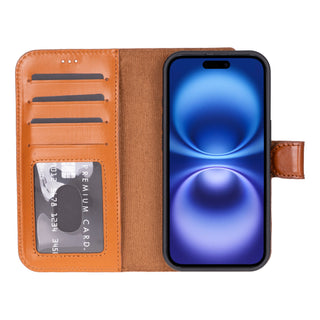 VENOULT™  Detachable Wallet Case for iPhone 17 – Full-Grain Genuine Leather, MagSafe Compatible