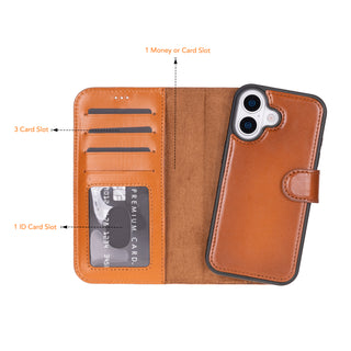 VENOULT™  Detachable Wallet Case for iPhone 17 – Full-Grain Genuine Leather, MagSafe Compatible