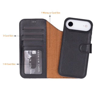 VENOULT™  Detachable Wallet Case for iPhone 17 Air– Full-Grain Genuine Leather, MagSafe Compatible