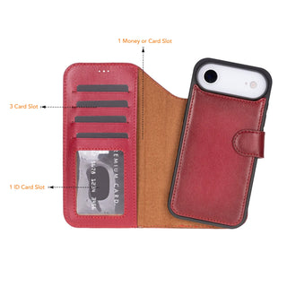 VENOULT™  Detachable Wallet Case for iPhone 17 Air– Full-Grain Genuine Leather, MagSafe Compatible