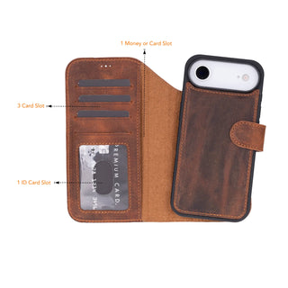 VENOULT™  Detachable Wallet Case for iPhone 17 Air– Full-Grain Genuine Leather, MagSafe Compatible
