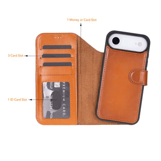 VENOULT™  Detachable Wallet Case for iPhone 17 Air– Full-Grain Genuine Leather, MagSafe Compatible