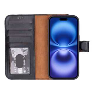 VENOULT™  Detachable Wallet Case for iPhone 17 – Full-Grain Genuine Leather, MagSafe Compatible