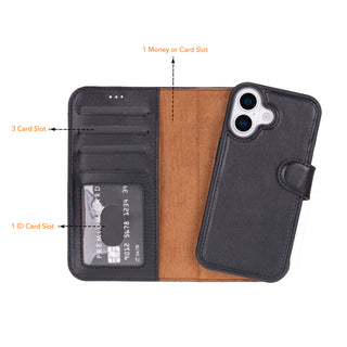 VENOULT™  Detachable Wallet Case for iPhone 17 – Full-Grain Genuine Leather, MagSafe Compatible
