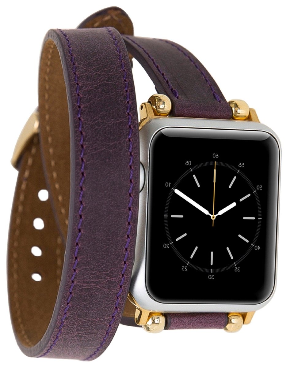 Aubergine Purple Double Tour Slim Apple Watch Band Women 49mm to