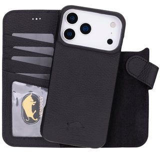 Detachable Wallet Case for iPhone 17 Pro Max  Full-Grain Genuine Leather, MagSafe Compatible, 4 Card Holder Business Style