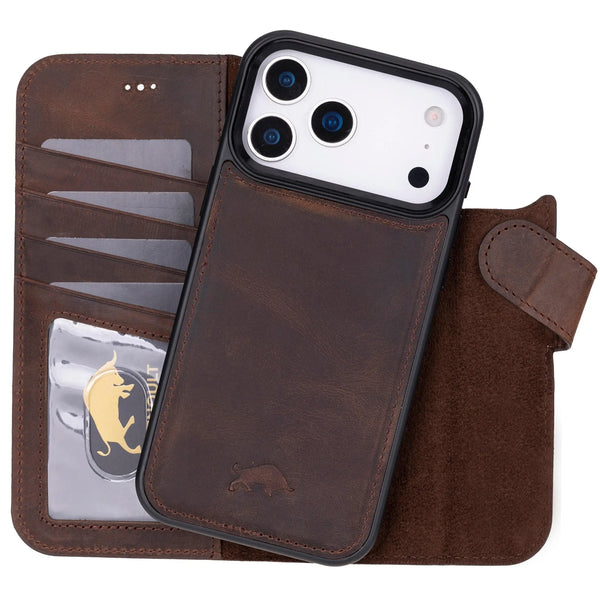 VENOULT™ Detachable Wallet Case for iPhone 17 Pro Max – Full-Grain Genuine  Leather, MagSafe Compatible